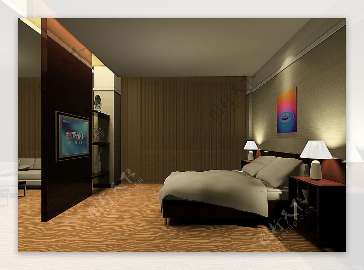 原创酒店宾馆套房3dmax模型图片