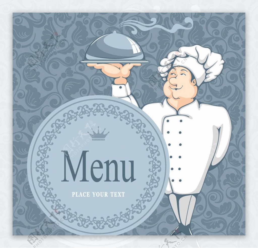 厨师欧式花纹菜单封面设计图片
