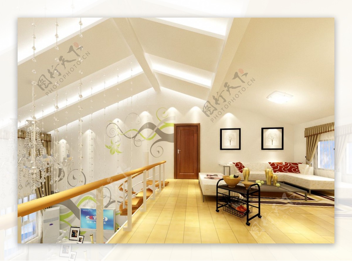 200平复式时尚家居室内二楼客厅设计效果图图片