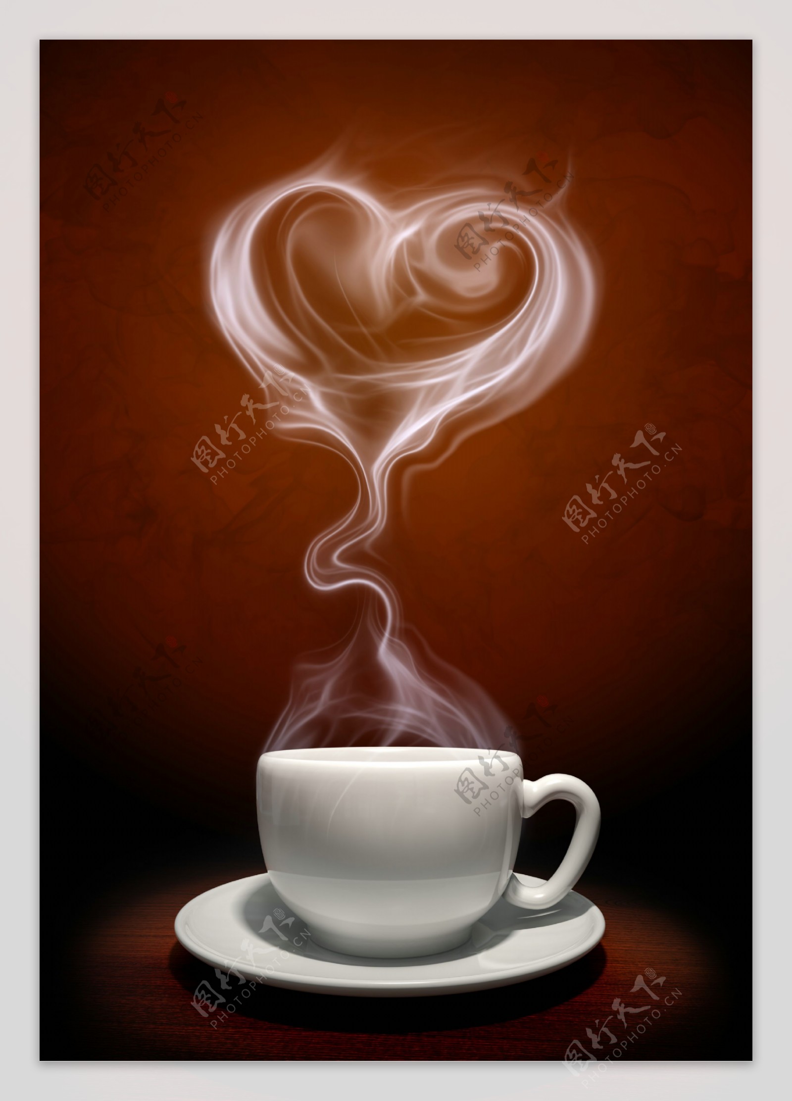 爱心咖啡热气图片