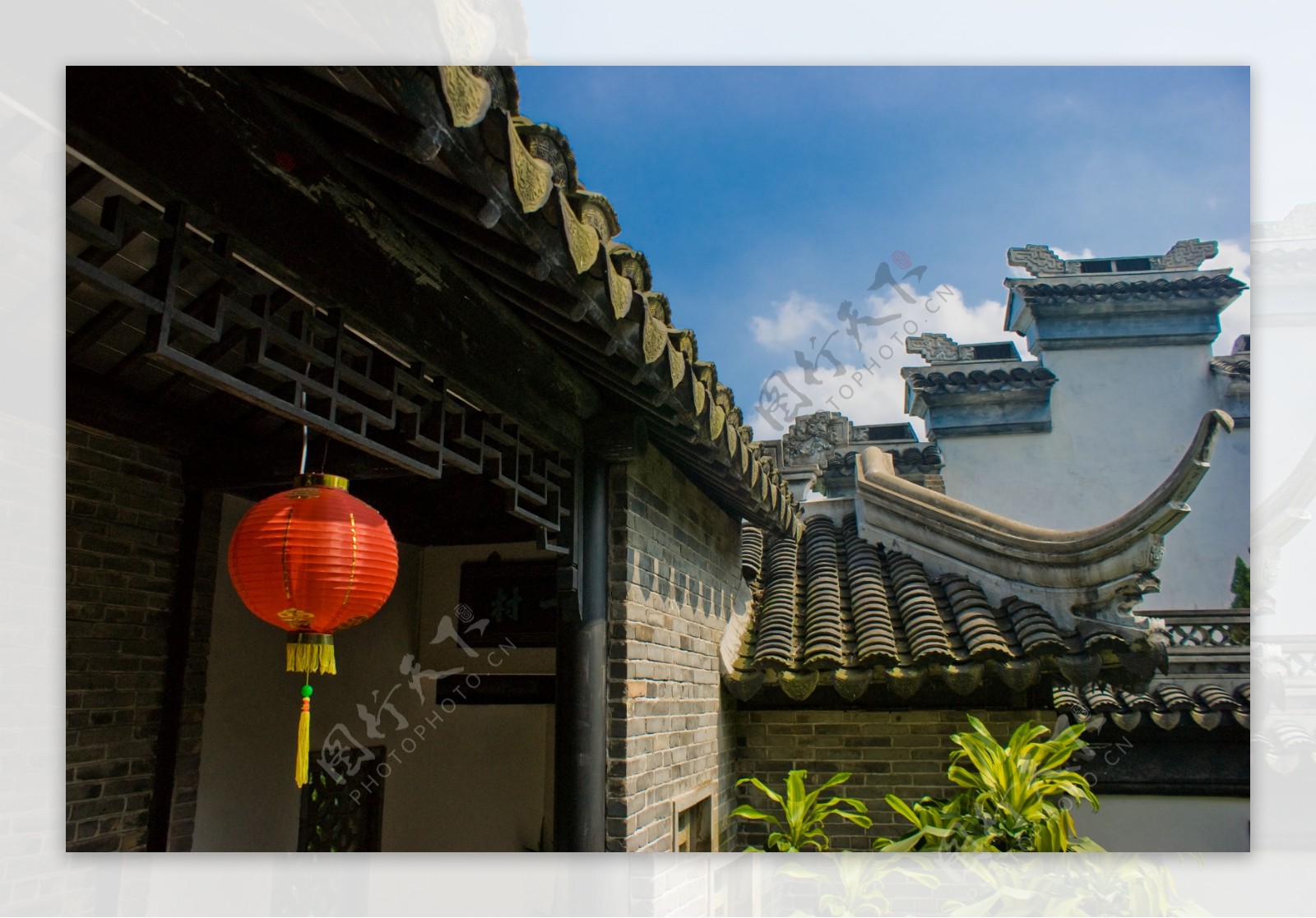 中式建筑与红灯笼图片