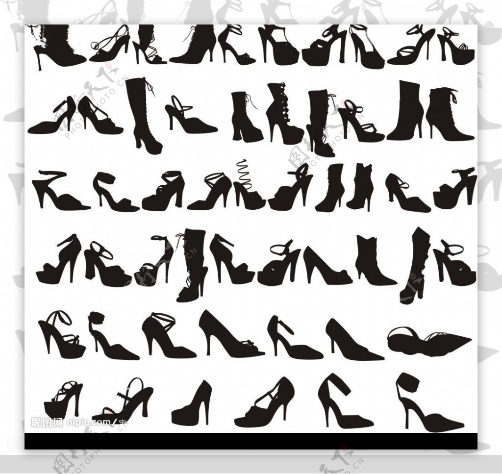 多款女性时尚鞋子剪影图片