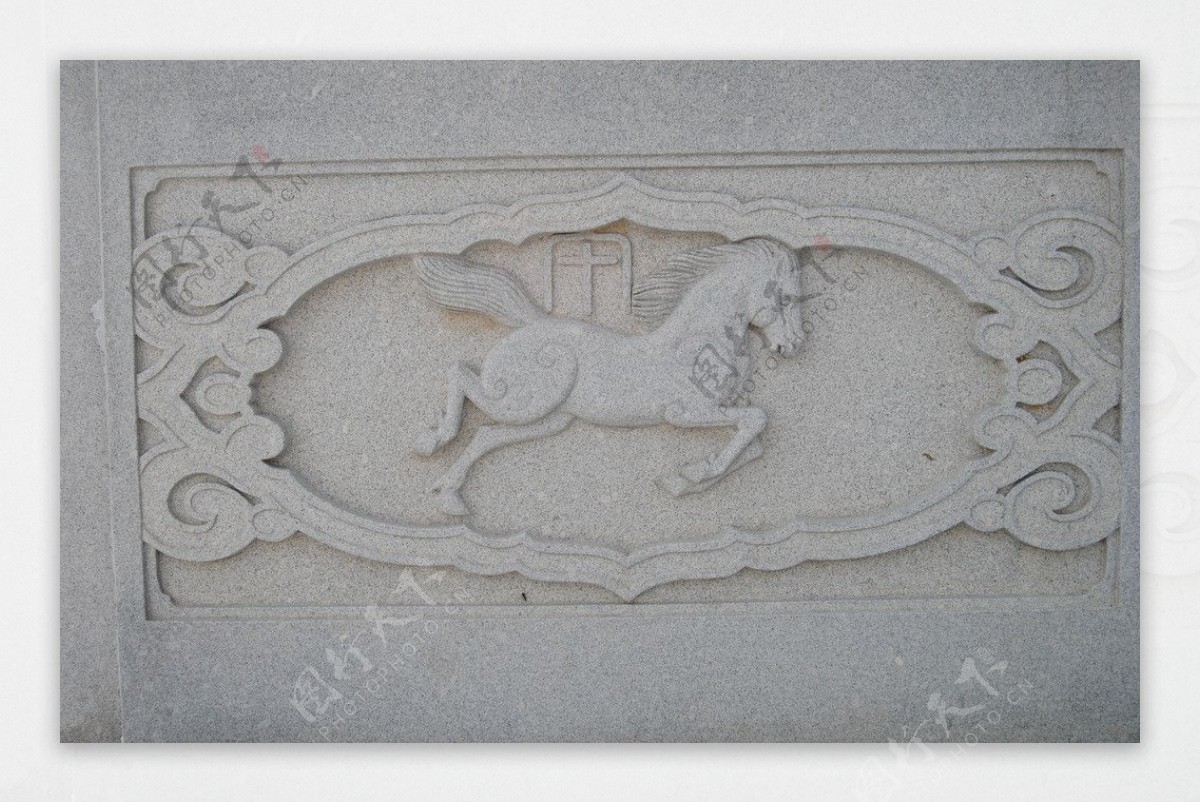 北辰山石雕十二生肖马图片
