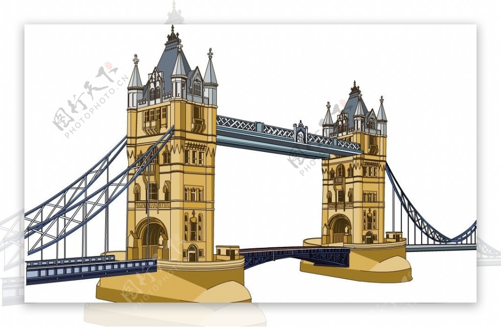 伦敦桥手绘矢量图图片