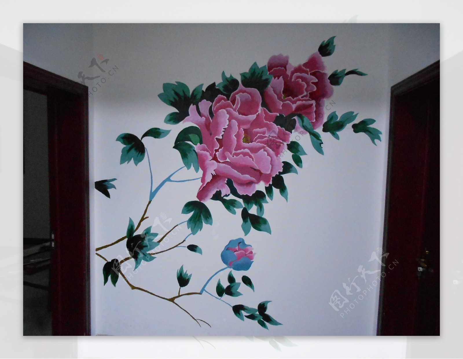 手绘墙玫瑰图片