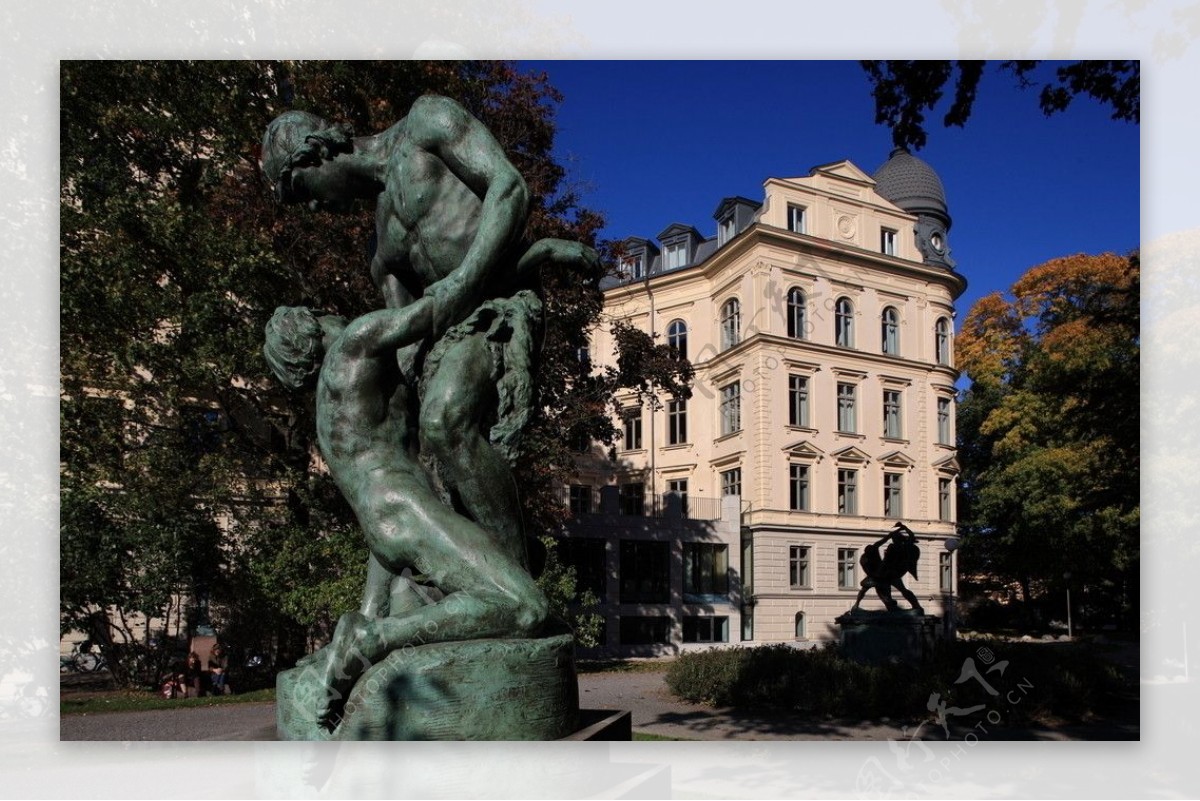 欧洲公园铜像雕塑图片