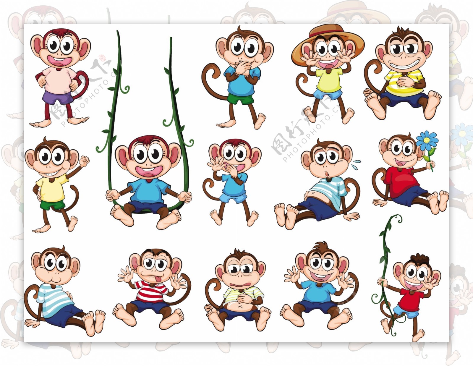 卡通小猴表情图片