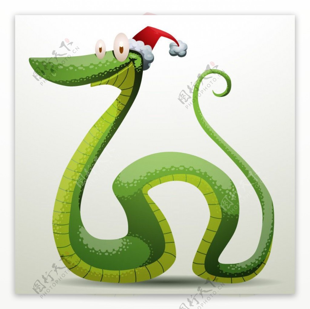 带着圣诞帽的卡通蛇图片