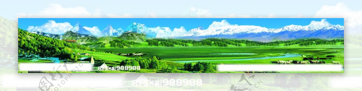 雪山风景天空草原图片