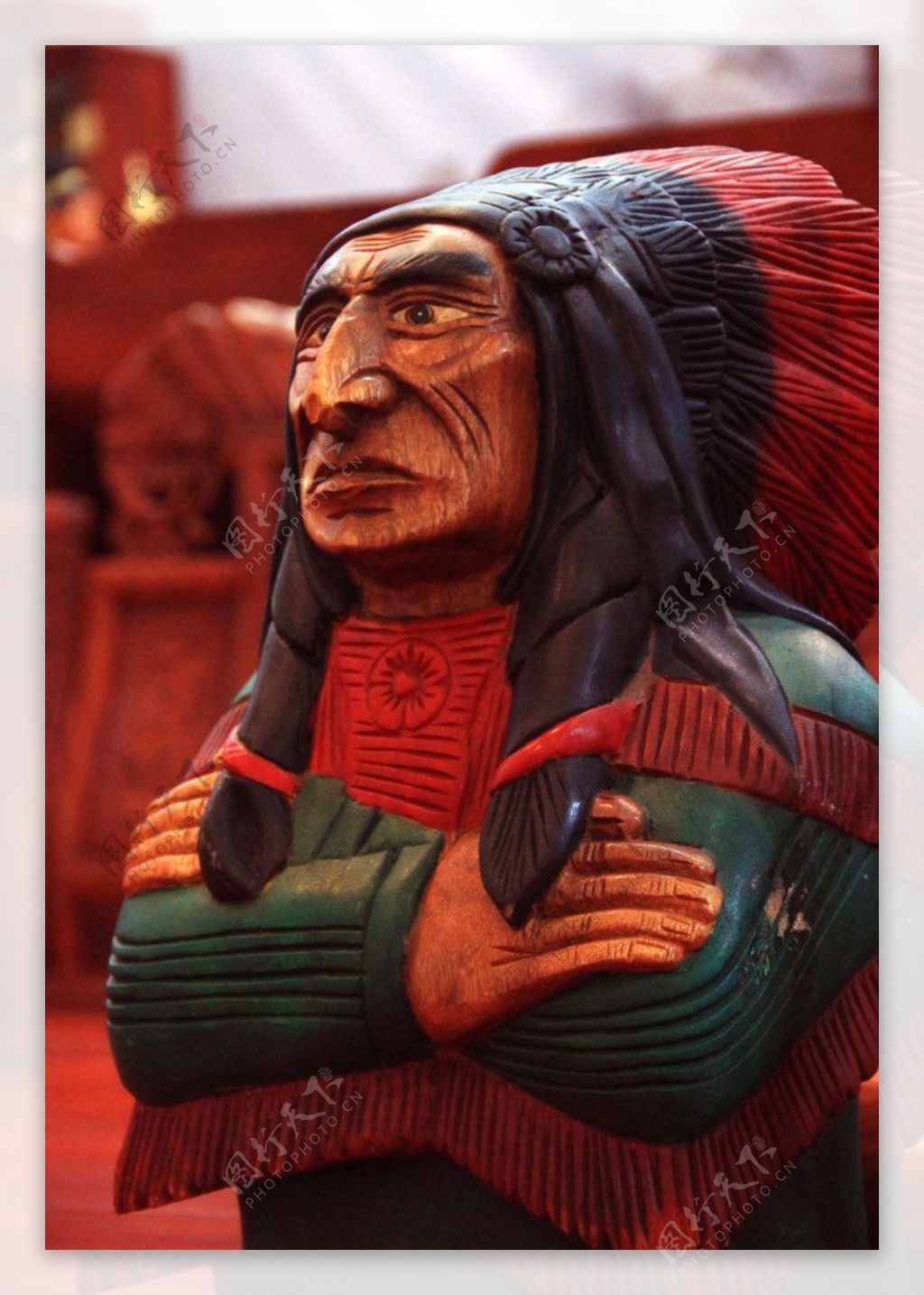 木雕印第安人图片