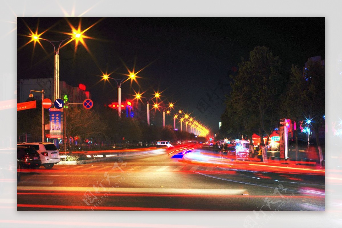 城市街景夜景素材图片