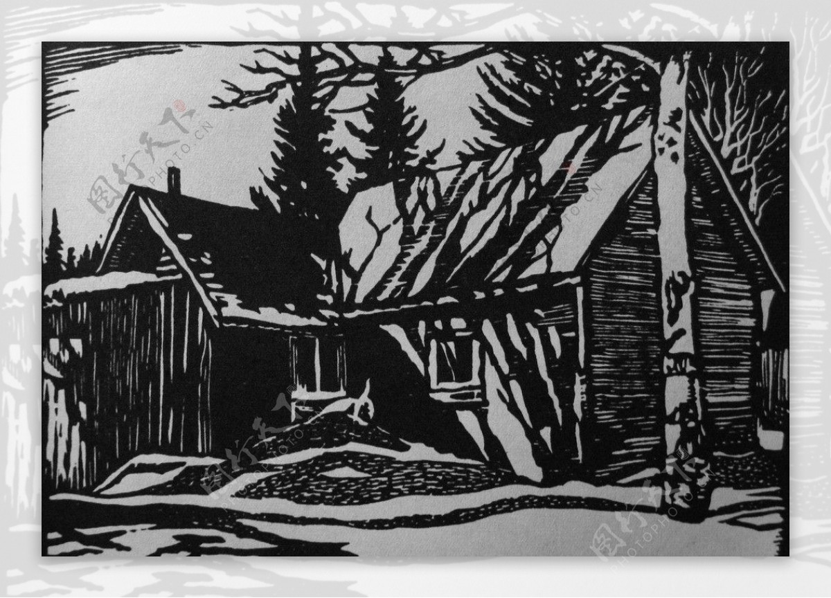 威廉183S183赖斯看守人小屋木刻版画图片