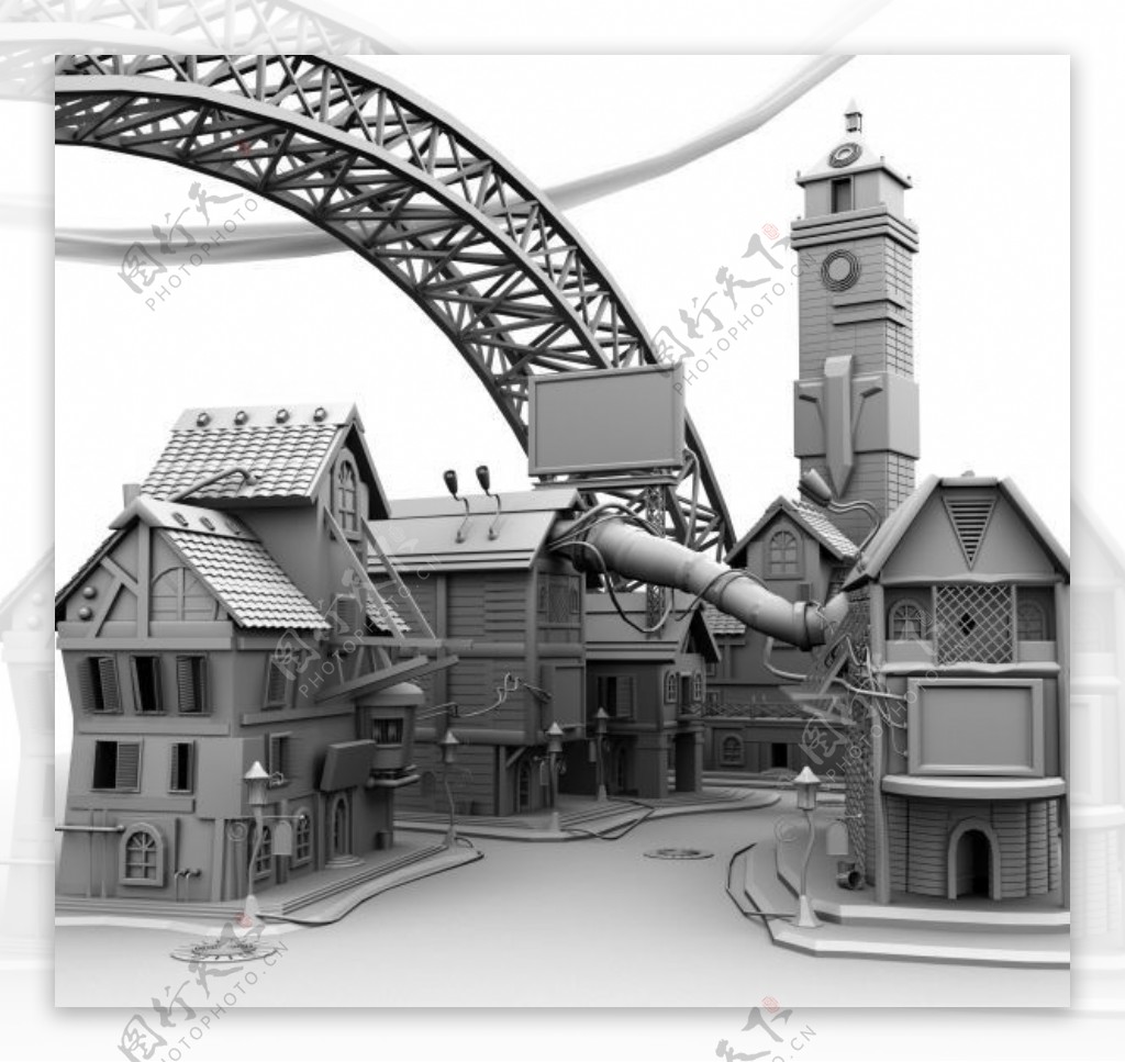 工厂建筑3D模型图片