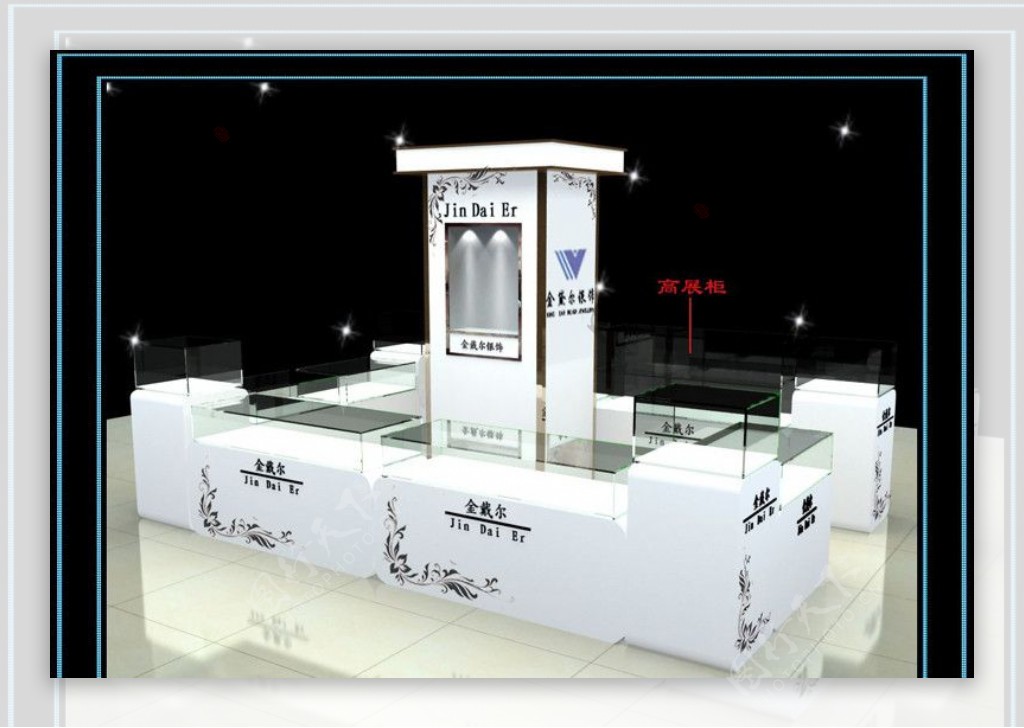 金黛尔珠宝专柜3D模型设计CAD施工图图片