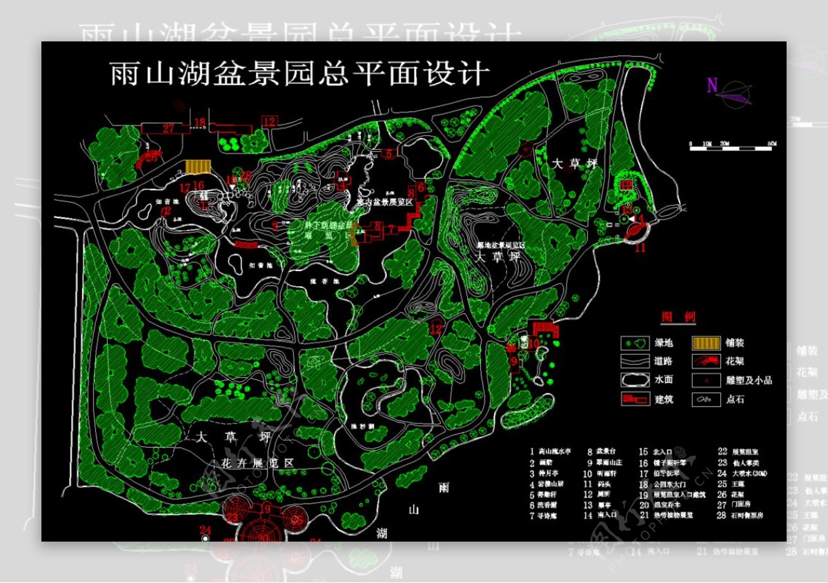 雨山湖盆景园总平面设计图图片