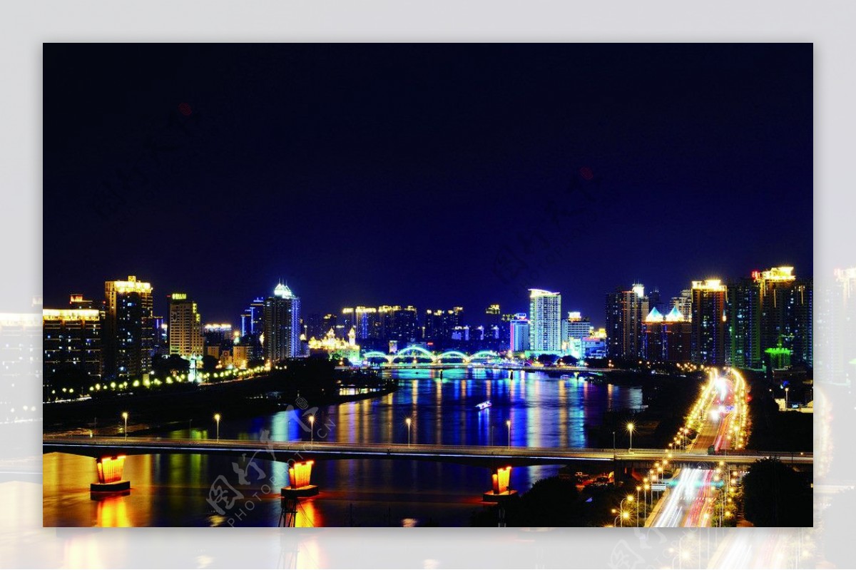 美丽夜景解放大桥图片