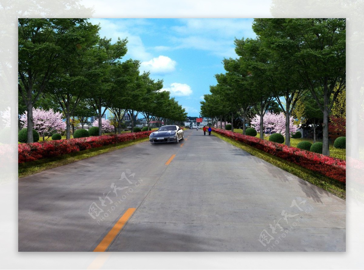 道路绿化效果图图片素材-编号10337590-图行天下