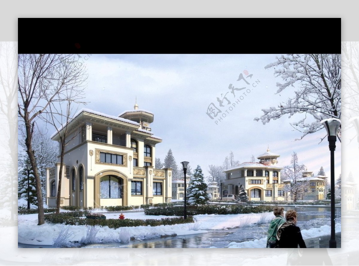 别墅雪景效果图图片