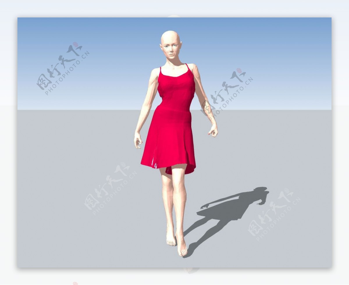 美女走路3D模型图片