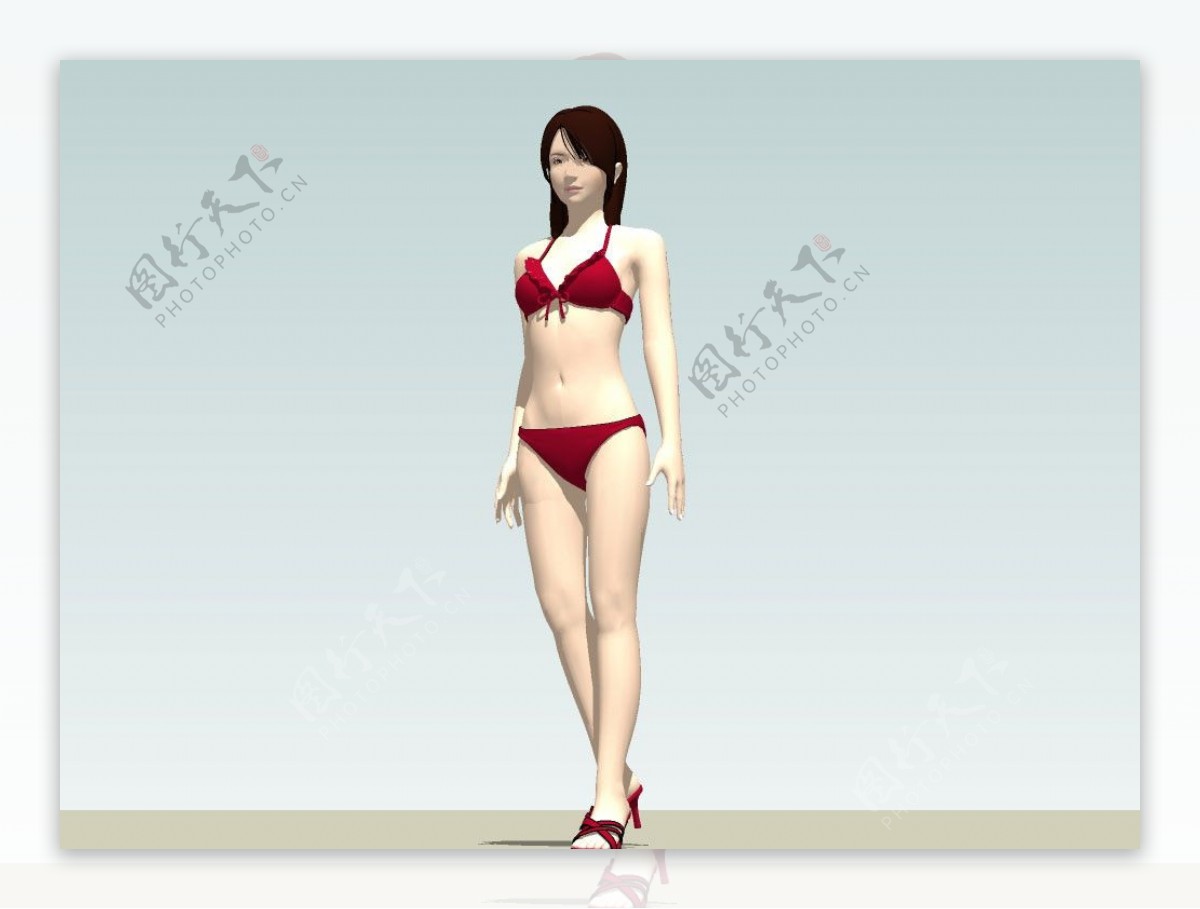 美女站式3d模型图片