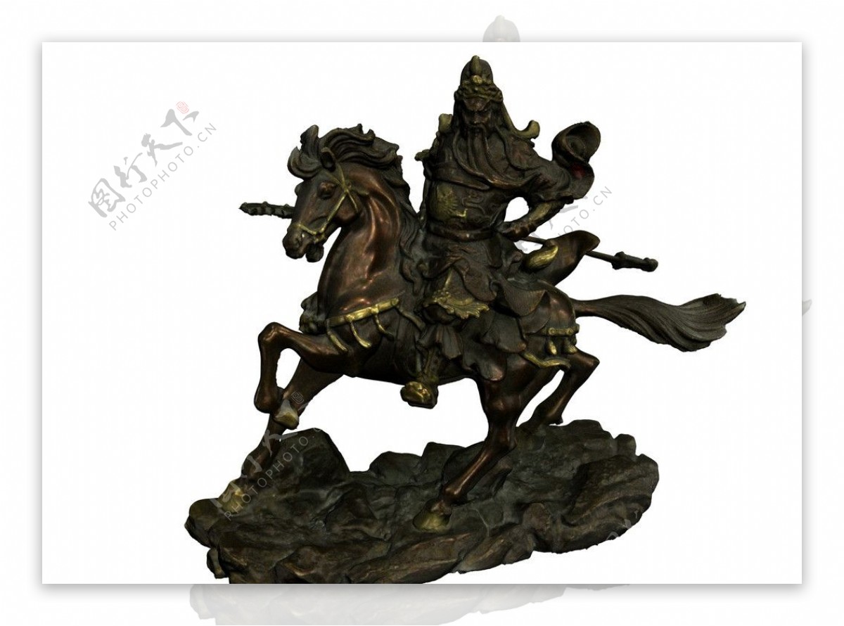 关公骑马铜质雕塑3DMAX模型图片