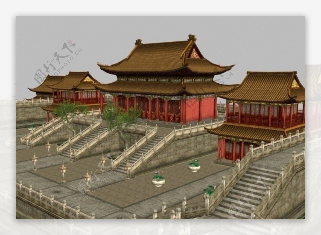 中国古建楼max模型图片