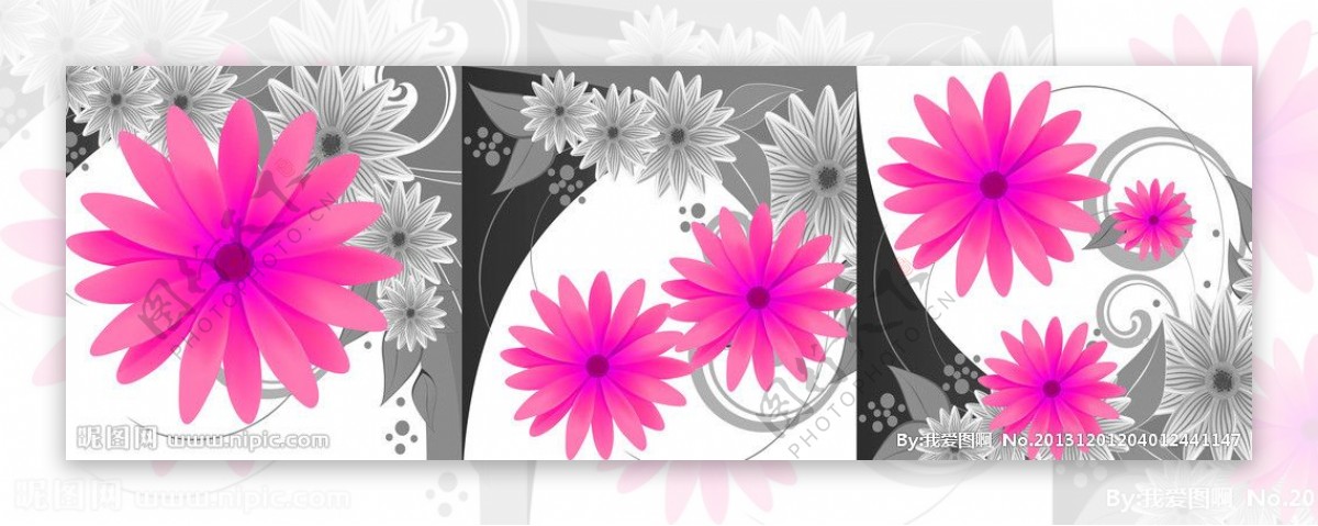 三联画花朵花卉图片