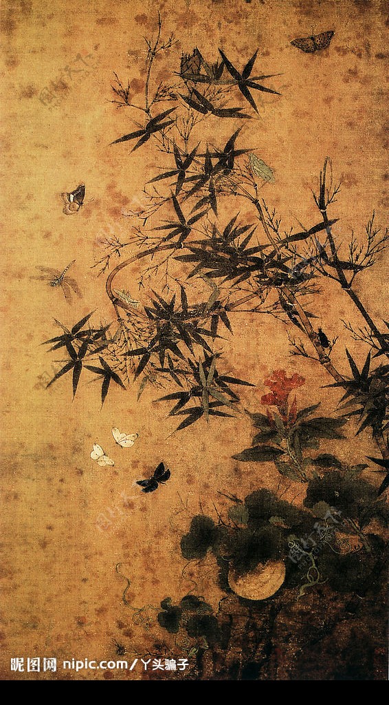 中国名画竹虫图图片