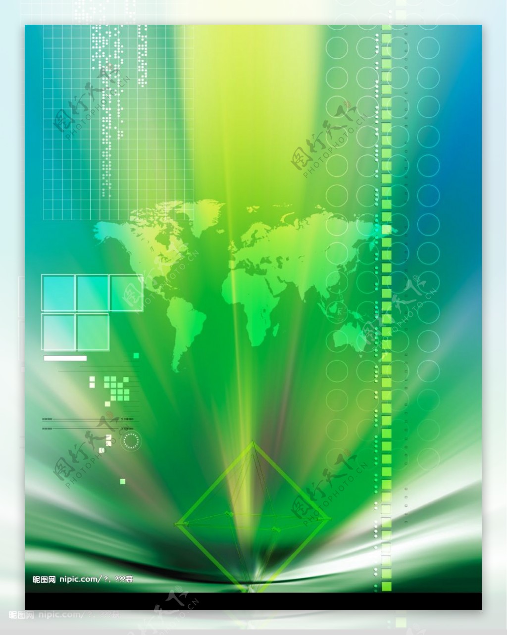 科技绿色抽象背景展板牌子素材图片