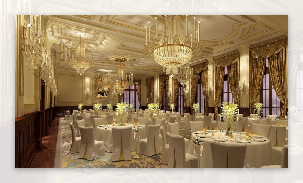 华贵典雅的宴会厅图片