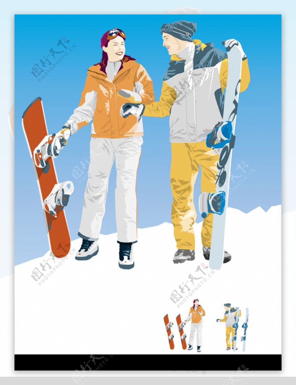 滑雪男女图片
