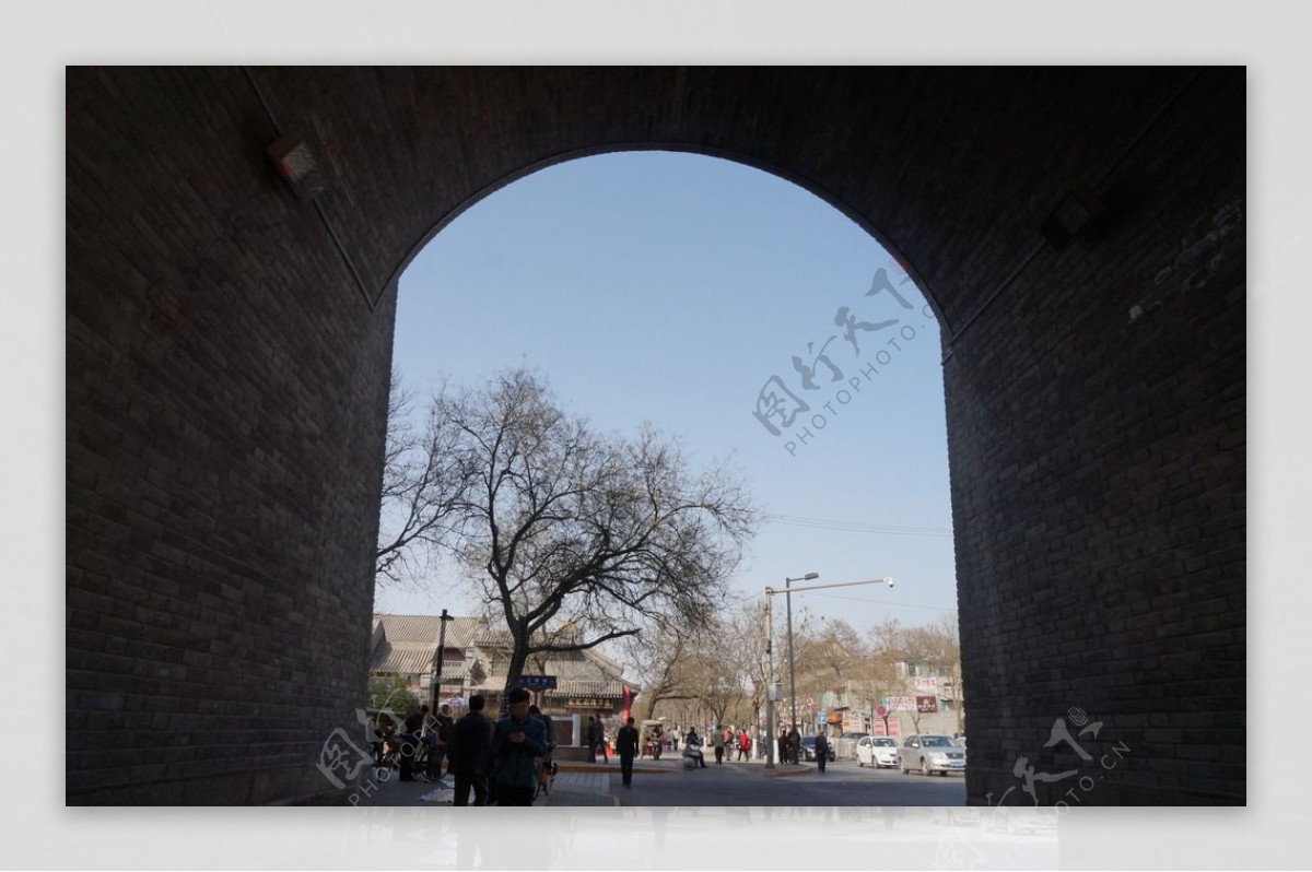 西安古城墙门洞图片