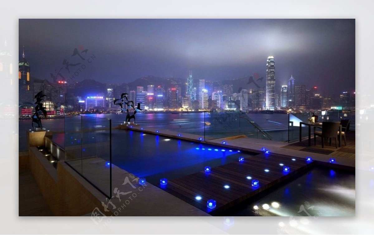 香港维港朦胧夜色图片
