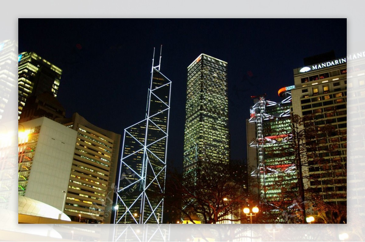 香港中环高楼夜景图片