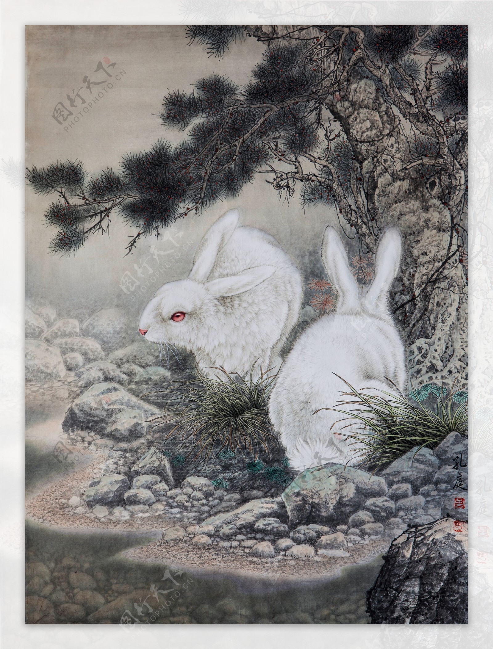 国画兔子图片
