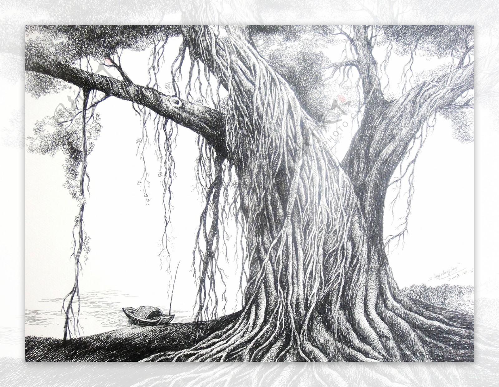 素描大树图片