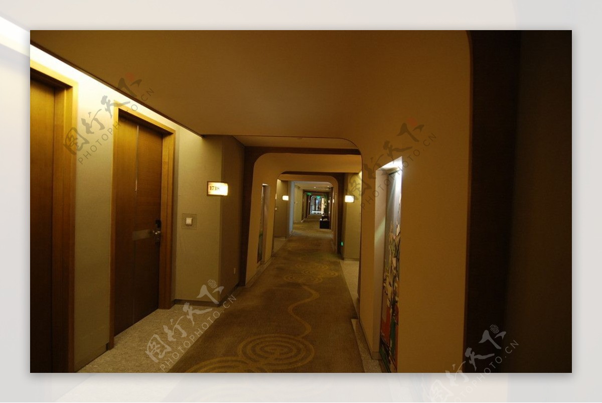 典雅的会所客房走廊图片