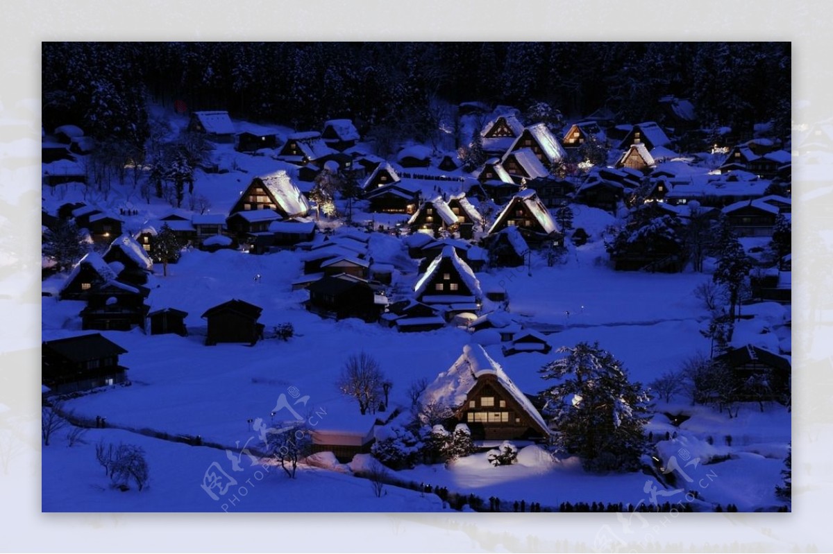 雪夜美景图片