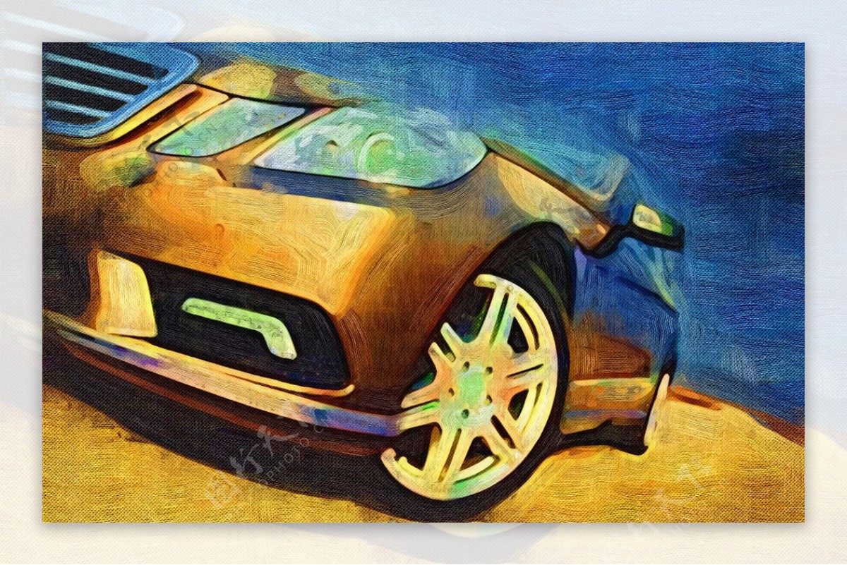 汽车抽象画图片