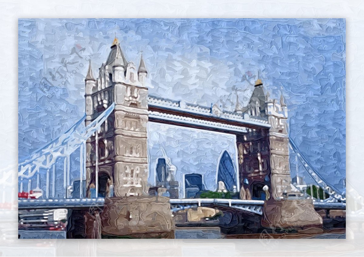 抽象画英国塔桥装饰画无框画图片
