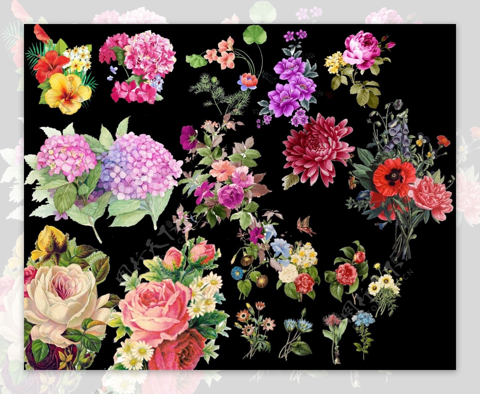 民族风手绘花朵免抠素材源文件图片