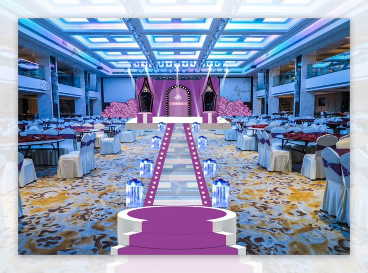 紫色婚礼舞台效果图图片