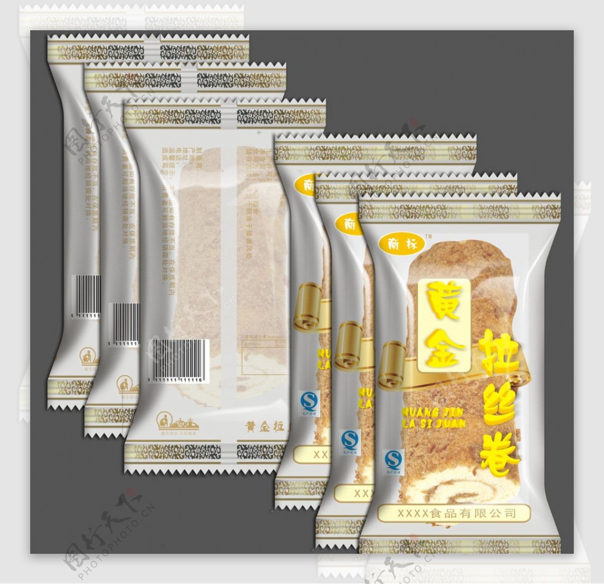 黄金拉丝卷食品包装图片