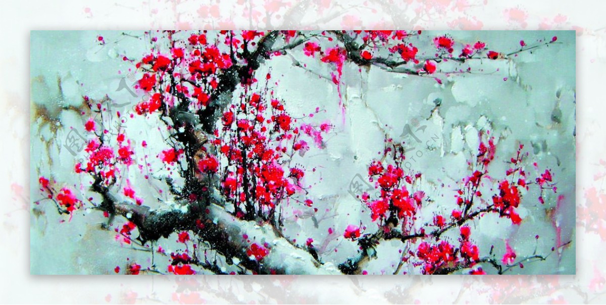 雪地红梅图片