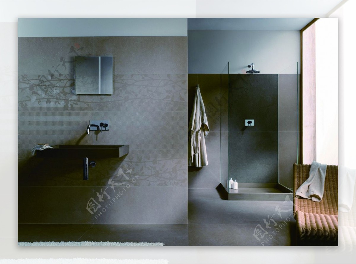 瓷砖卫浴套间浴室洁具图片