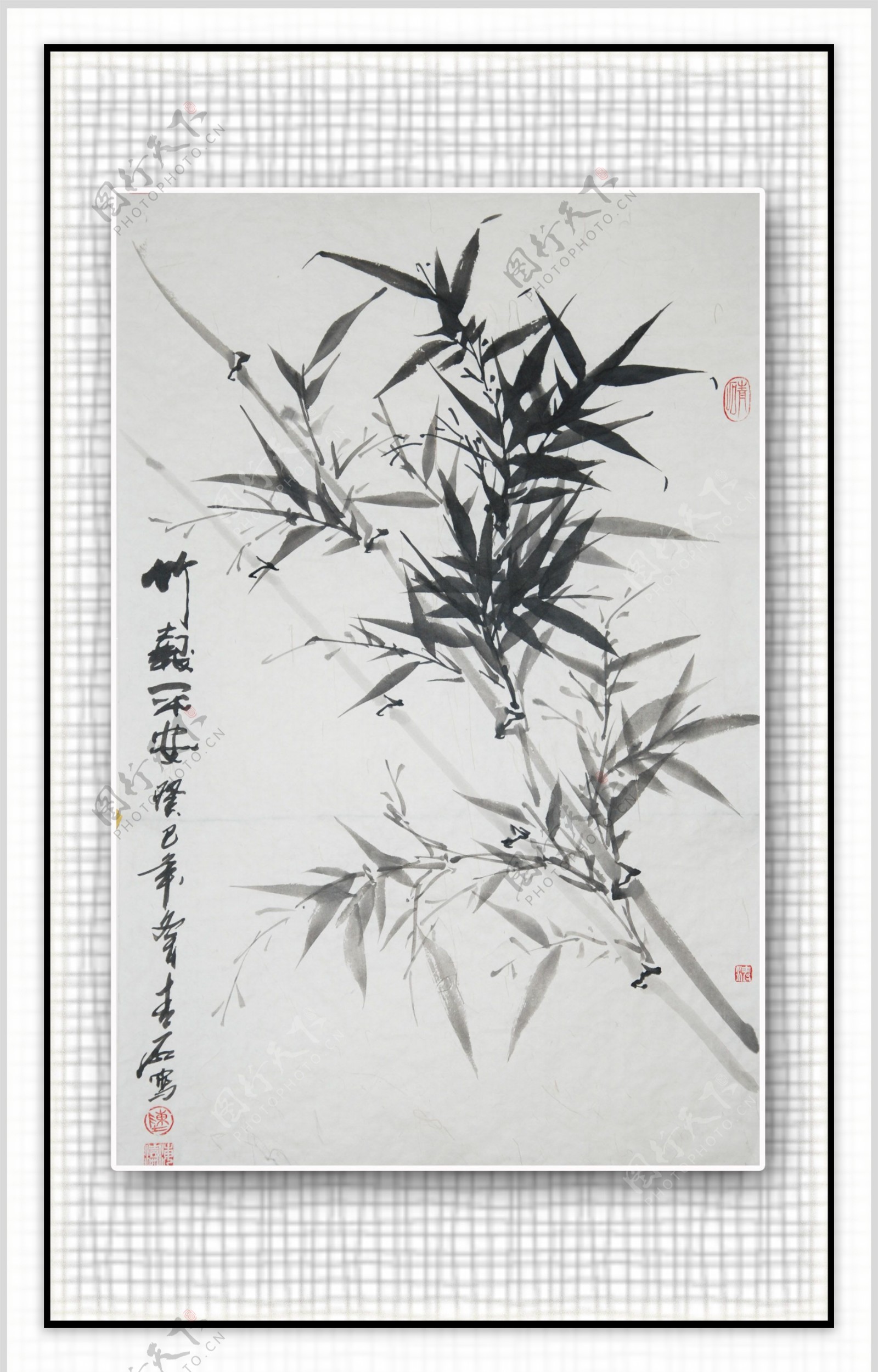青石国画竹子图片
