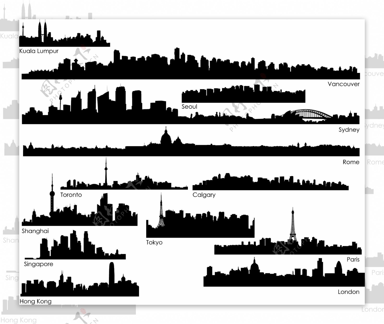 世界各城市剪影图片