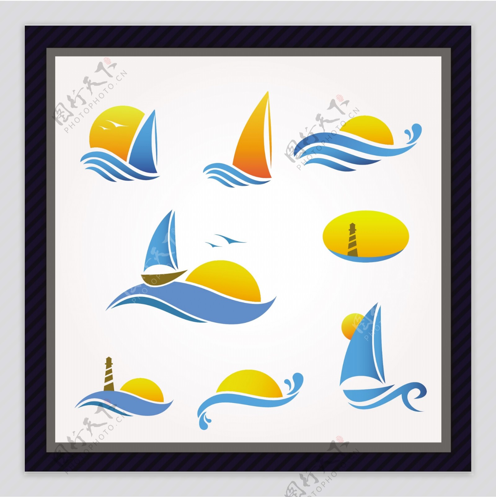 帆船航海图标图片