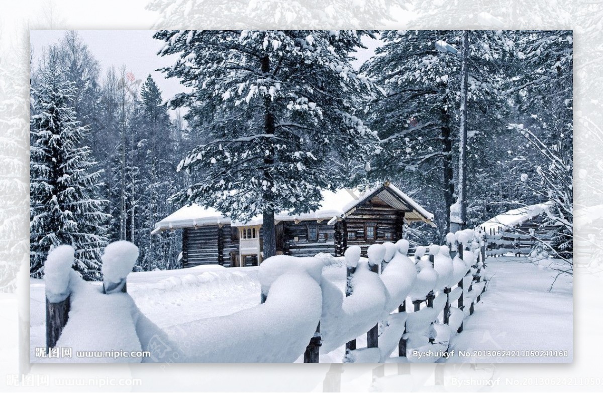 雪地小屋图片