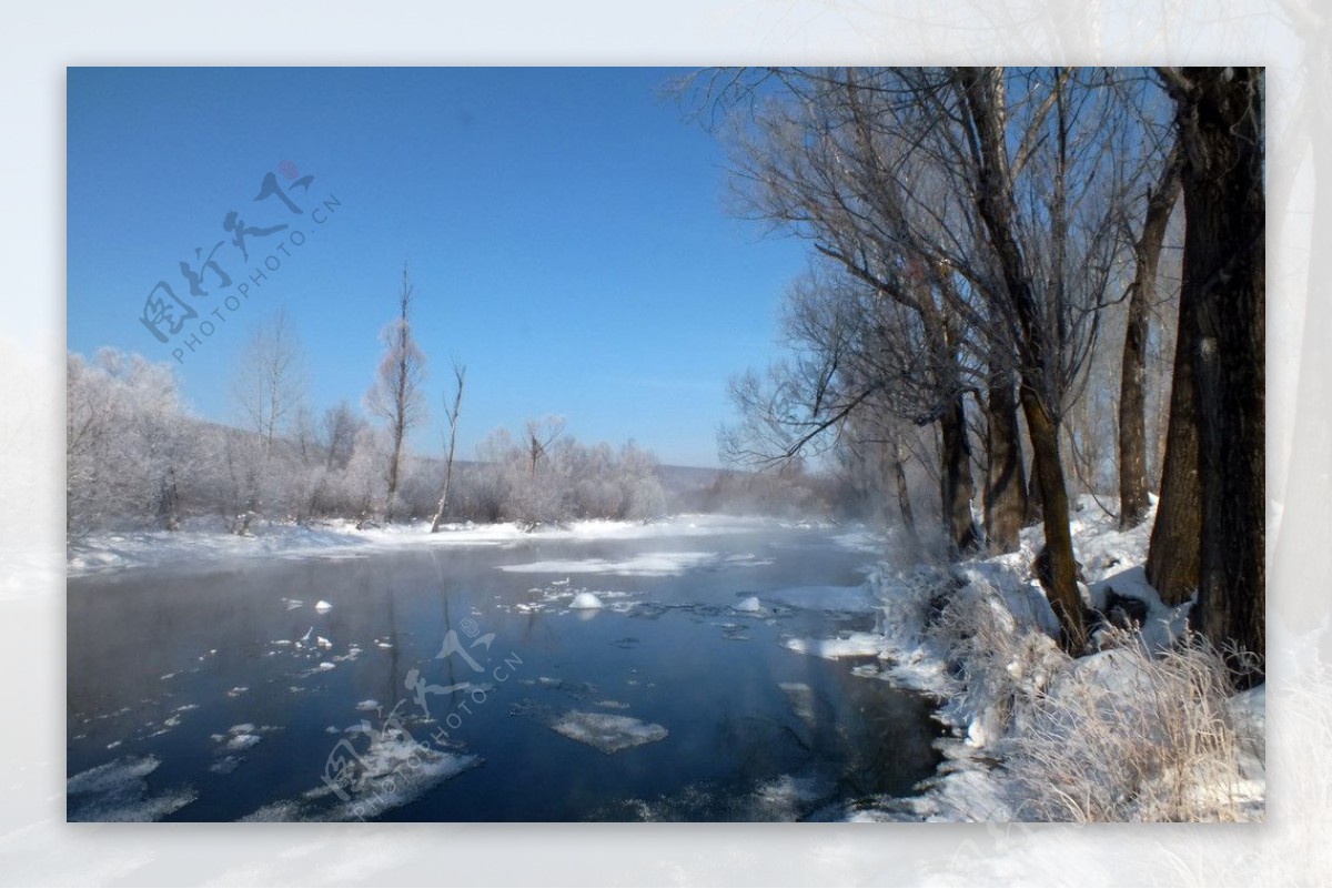 根河不冻河冬景图片
